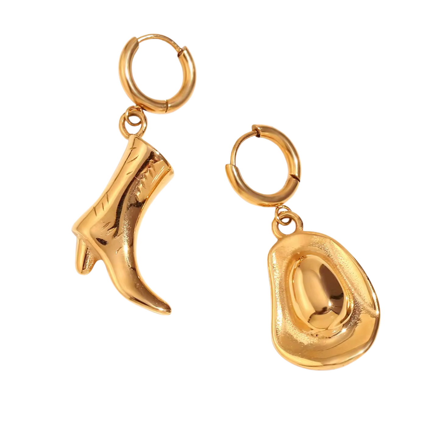 18K Yeehaw Earrings - Cowboy Hat & Boot Duo