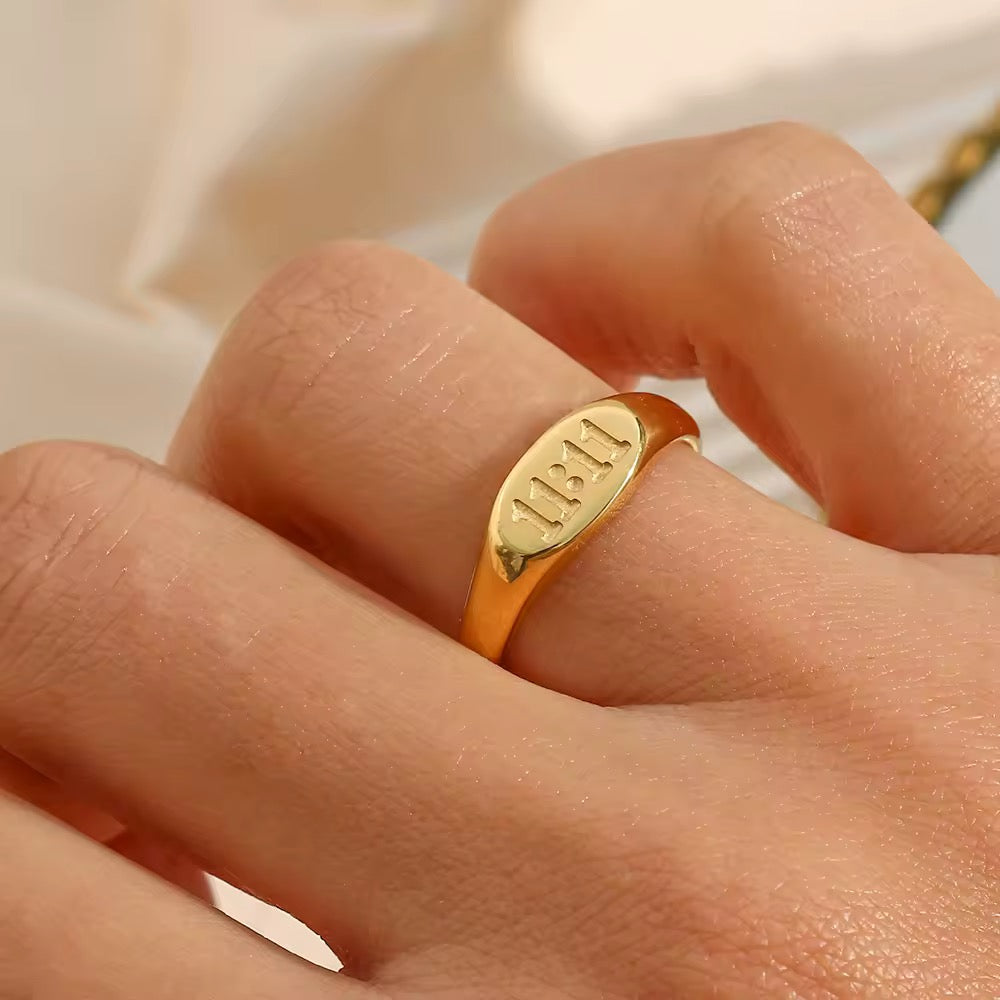18K 11:11 Angel Number Ring